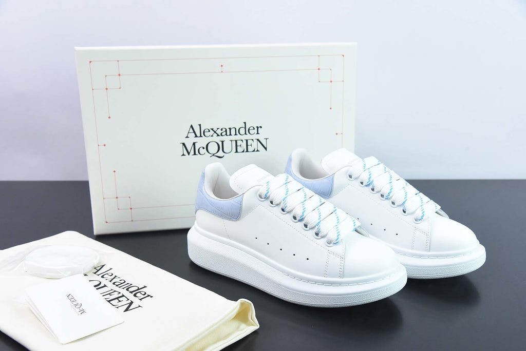 Alexander McQueen White/Sky Blue Crocodile