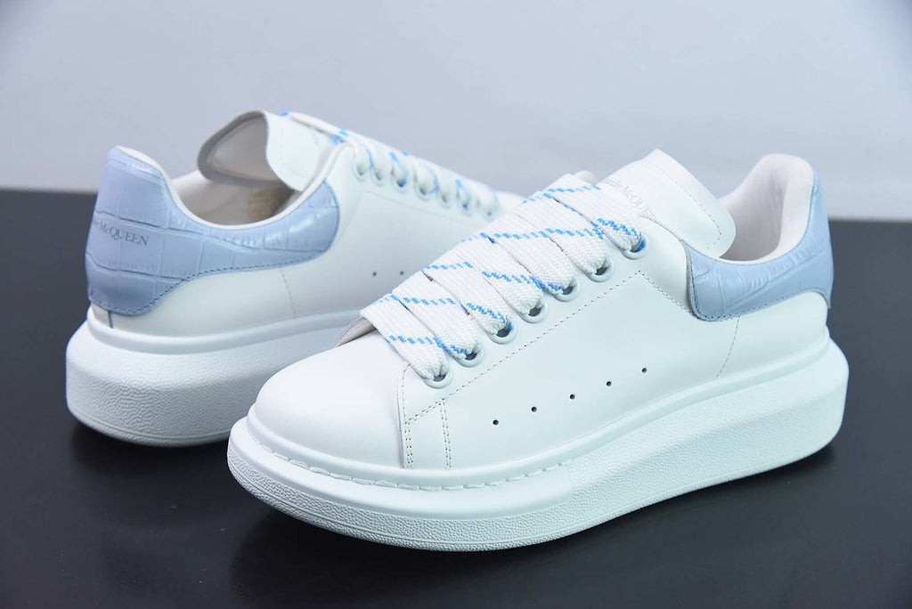 Alexander McQueen White/Sky Blue Crocodile