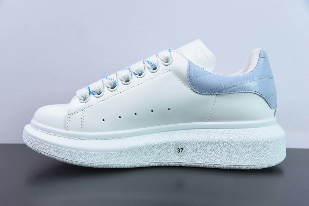 Alexander McQueen White/Sky Blue Crocodile