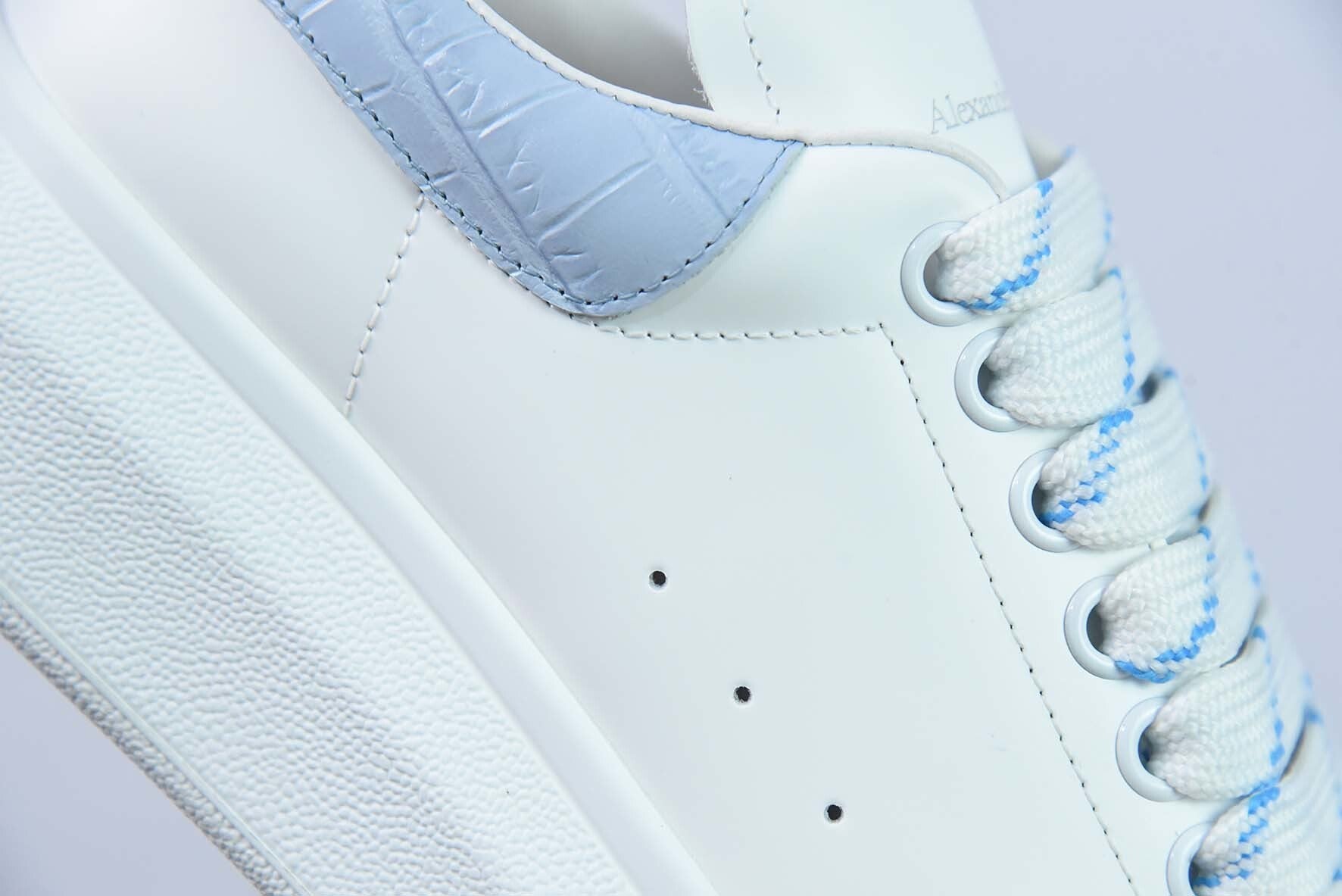 Alexander McQueen White/Sky Blue Crocodile
