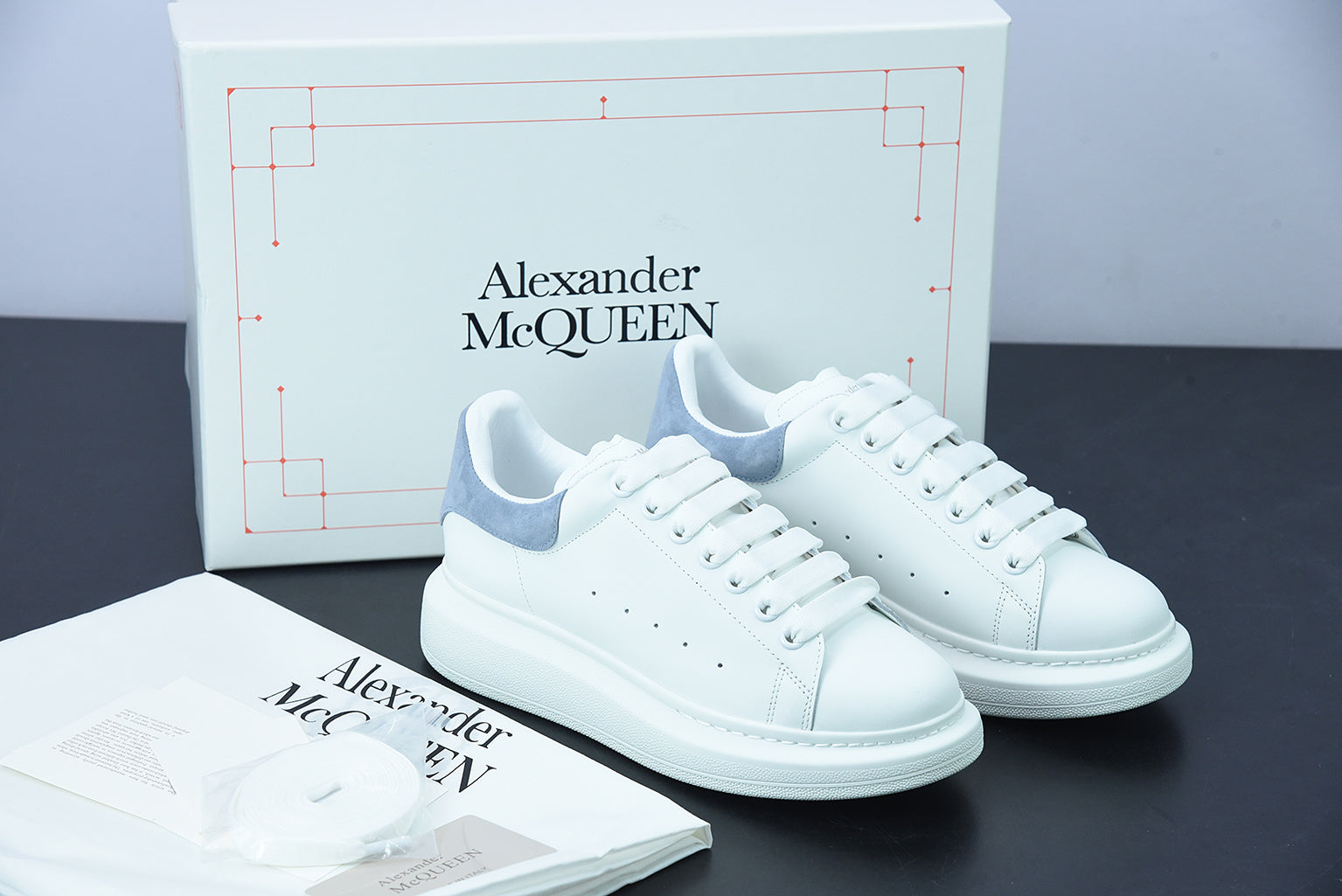 Alexander McQueen White/Sky Gray Suede