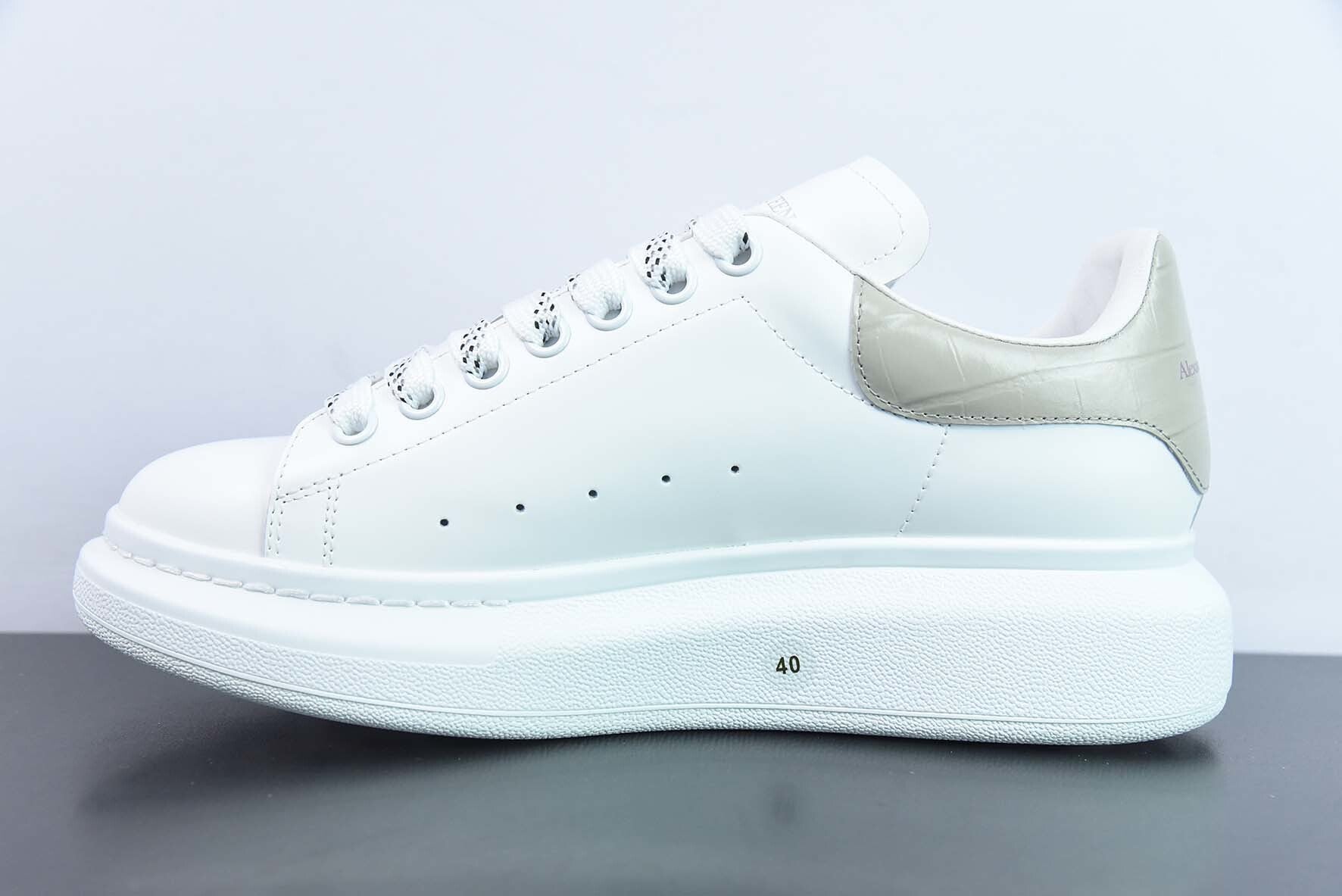 Alexander McQueen White/Beige Crocodile