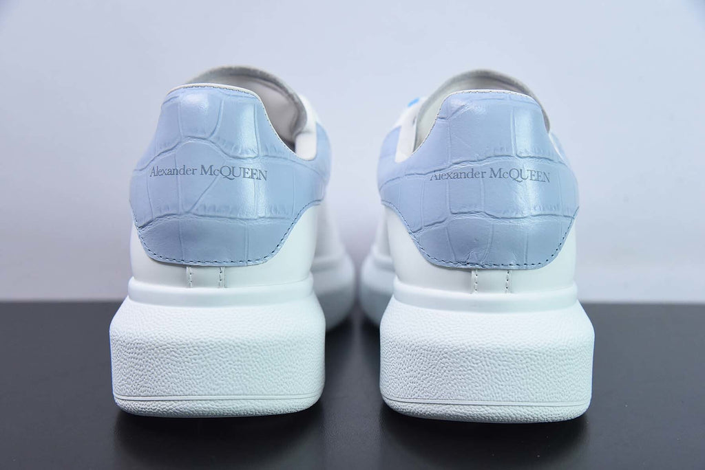 Alexander McQueen White/Sky Blue Crocodile