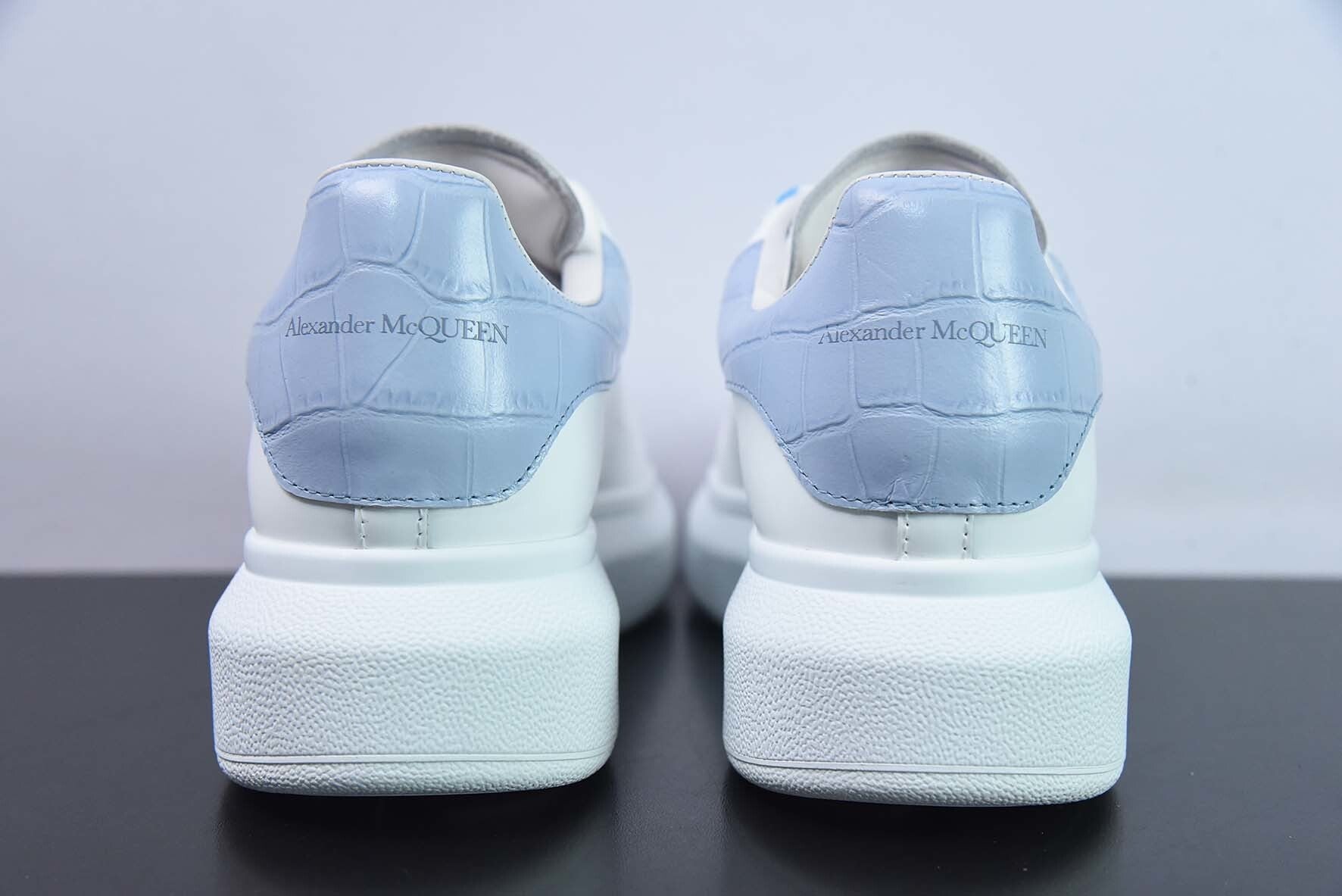 Alexander McQueen White/Sky Blue Crocodile