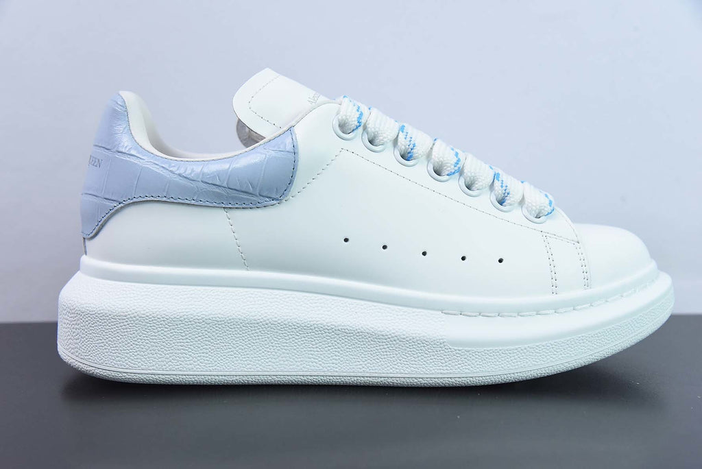 Alexander McQueen White/Sky Blue Crocodile