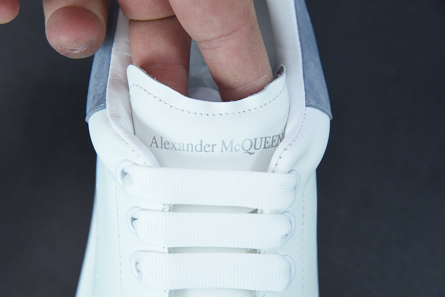 Alexander McQueen White/Sky Gray Suede