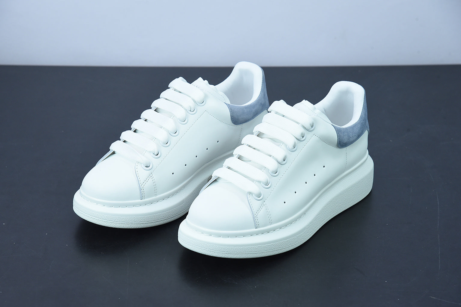 Alexander McQueen White/Sky Gray Suede