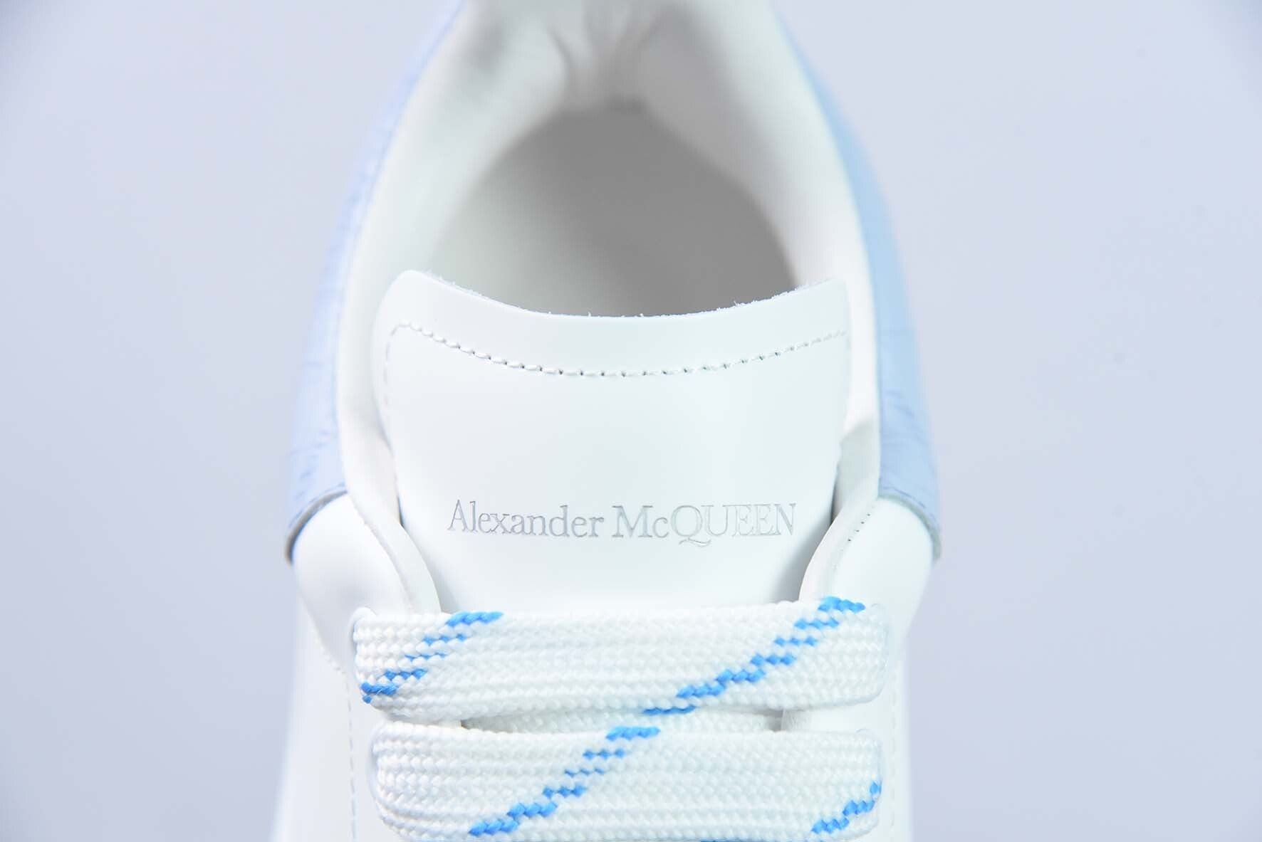 Alexander McQueen White/Sky Blue Crocodile